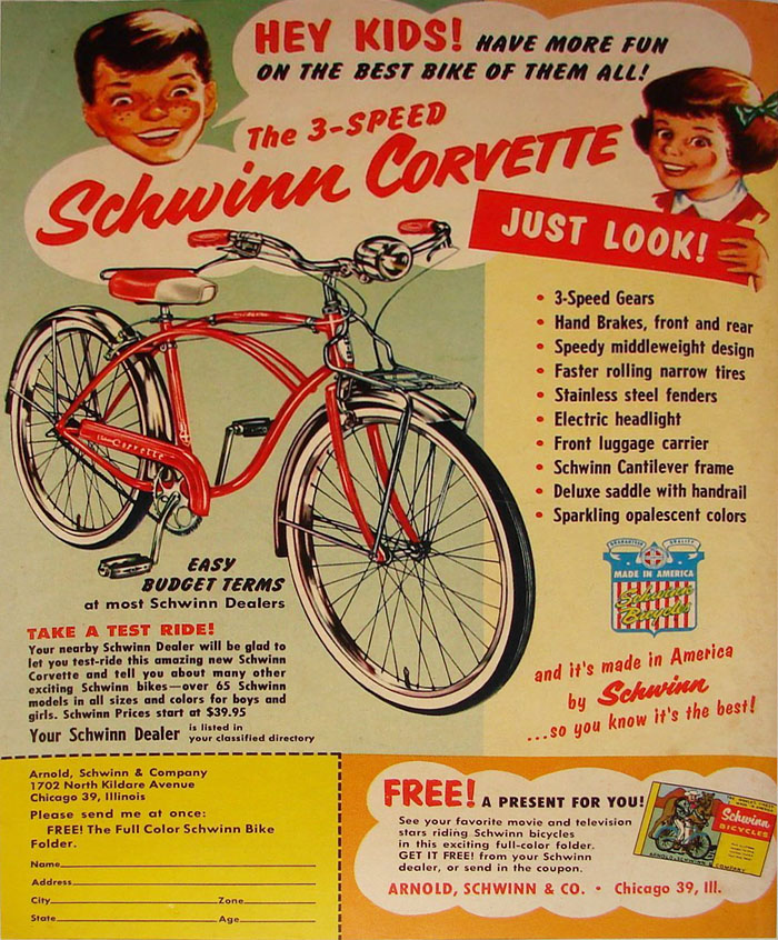 ad - 1956 Schwinn Corvette